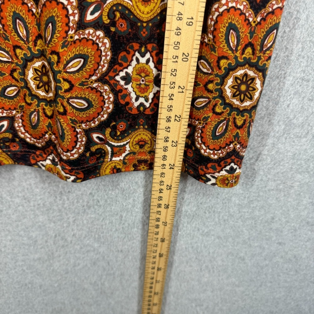 Cara Cara Piper Top Scarf Medallion Turtleneck Womens XS Paisley Orange Black EC - Picture 9 of 9